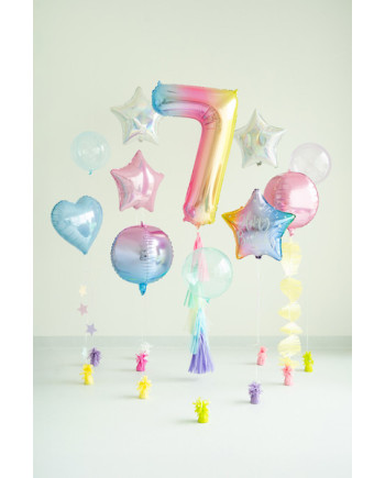 Balon foliowy Cyfra ''7'', 86cm, pastelowy tęczowy