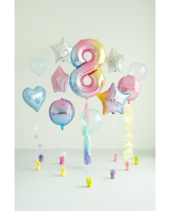 Balon foliowy Cyfra ''8'', 86cm, pastelowy tęczowy
