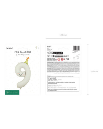 Balon foliowy Cyfra ''9'', 86cm, kremowy