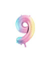 Balon foliowy Cyfra ''9'', 86cm, pastelowy tęczowy