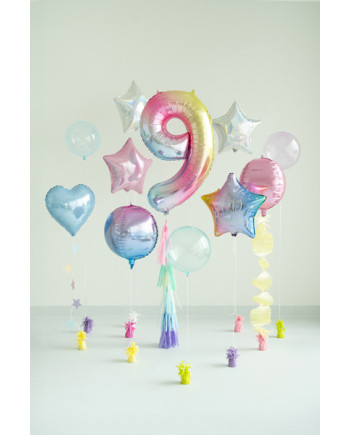 Balon foliowy Cyfra ''9'', 86cm, pastelowy tęczowy