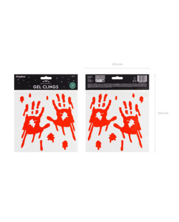 Żelowe naklejki na okno Zakrwawione dłonie, czerwony