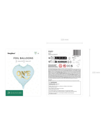 Balon foliowy Serce ''One'', 45 cm, jasny niebieski