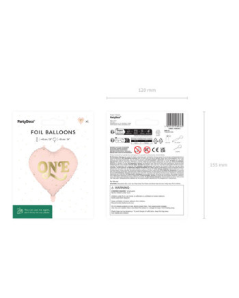 Balon foliowy Serce ''One'', 45 cm, jasny różowy