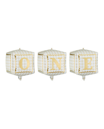 Balony foliowe kostki ''One'', 34 x 36 cm, mix (1 op. / 3 szt.)