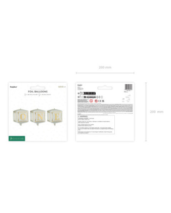 Balony foliowe kostki ''One'', 34 x 36 cm, mix (1 op. / 3 szt.)