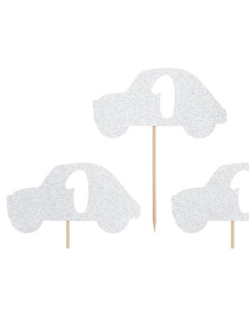 Dekoracje do muffinek 1st Birthday, srebrny (1 op. / 6 szt.)