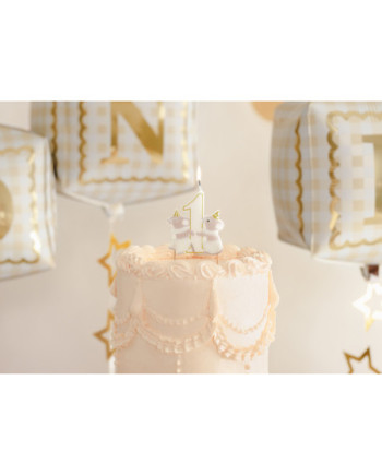 Świeczka urodzinowa cyfra 1 Myszki, 7.5 cm, mix