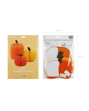 Dekoracja bibułowa Dynie, 18-30cm, mix (1 op. / 3 szt.)