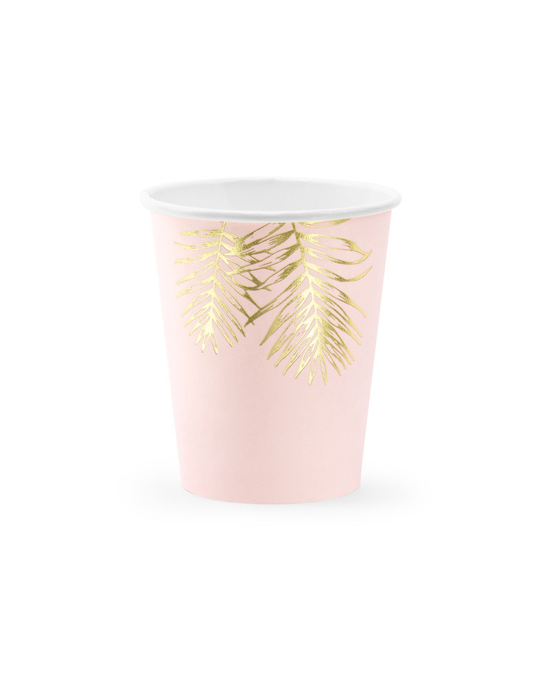Kubeczki Liście, jasny różowy, 220ml (1 op. / 6 szt.)