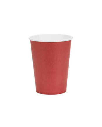 Kubeczki papierowe, ciemny czerwony, 250ml (1 op. / 6 szt.)