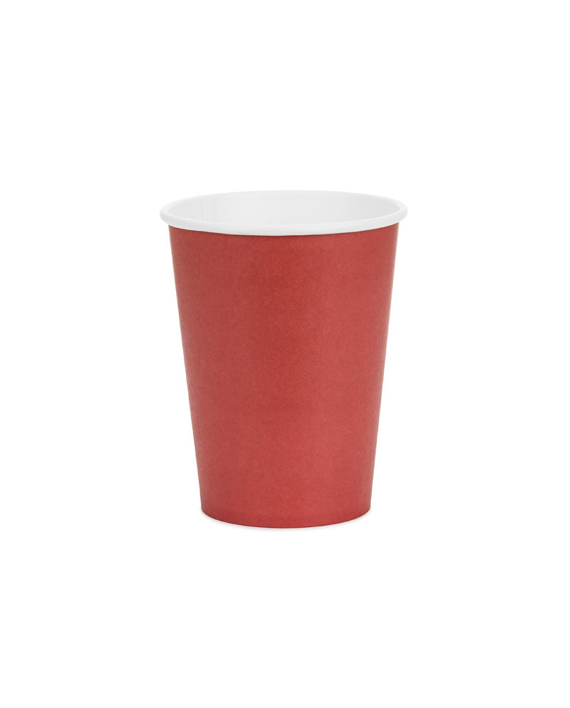 Kubeczki papierowe, ciemny czerwony, 250ml (1 op. / 6 szt.)