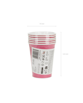 Kubeczki papierowe, ciemny różowy, 250ml (1 op. / 6 szt.)