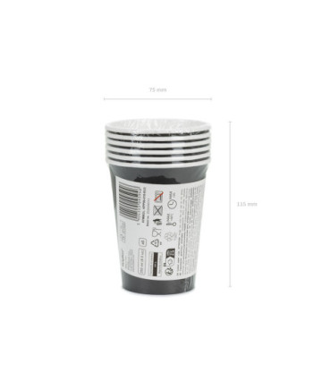 Kubeczki papierowe, czarny, 250ml (1 op. / 6 szt.)