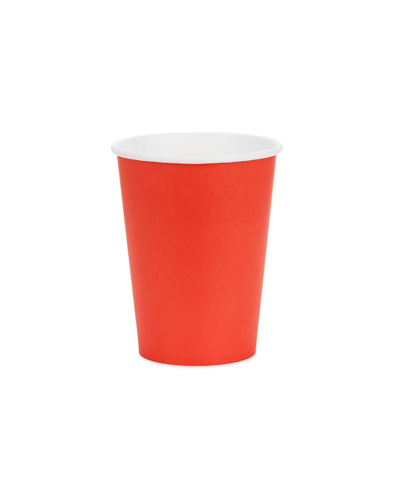 Kubeczki papierowe, czerwony, 250ml (1 op. / 6 szt.)