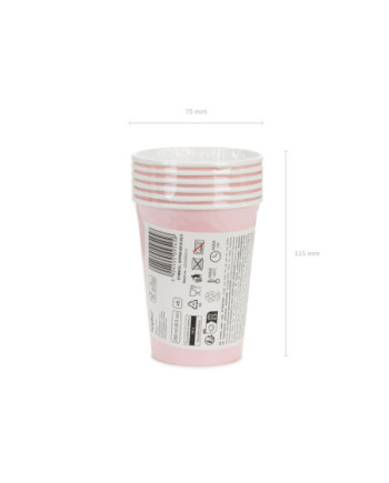 Kubeczki papierowe, jasny różowy, 250ml (1 op. / 6 szt.)