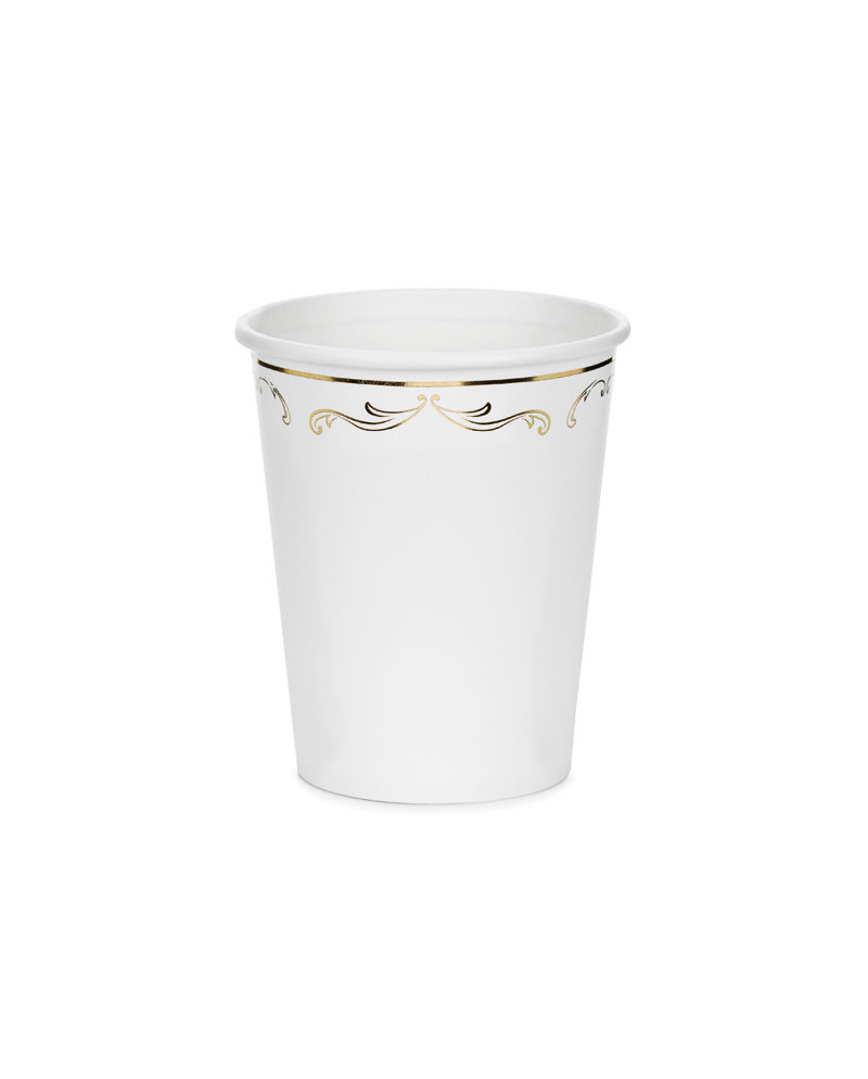 Kubeczki z ornamentem, biały, 220 ml (1 op. / 6 szt.)