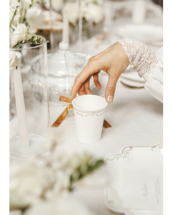 Kubeczki z ornamentem, biały, 220 ml (1 op. / 6 szt.)