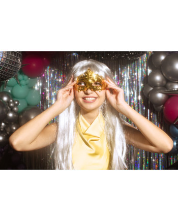 Maska karnawałowa, 17x9 cm, ciemny złoty
