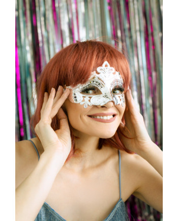 Maska karnawałowa, 17x9 cm, srebrny