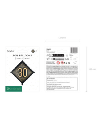 Balon foliowy ''30'', 46x46 cm, mix