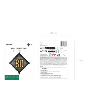 Balon foliowy ''80'', 46x46 cm, mix