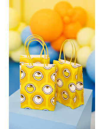 Torebki papierowe na upominki Minionki, 12x15.5x6 cm, żółte (1 op. / 6 szt.)