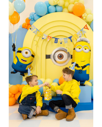 Torebki papierowe na upominki Minionki, 12x15.5x6 cm, żółte (1 op. / 6 szt.)