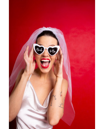 Okulary serduszka z napisem ''Bride to Be'', biały