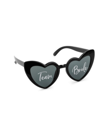 Okulary serduszka z napisem ''Team Bride'', czarny