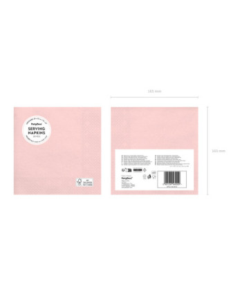Serwetki papierowe, jasny różowy, 33x33cm (1 op. / 20 szt.)