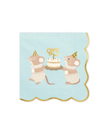 Serwetki One Myszki, 33x33 cm, niebieski (1 op. / 12 szt.)