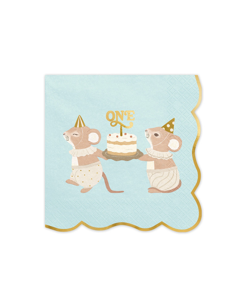 Serwetki One Myszki, 33x33 cm, niebieski (1 op. / 12 szt.)