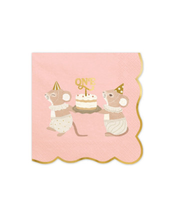 Serwetki One Myszki, 33x33 cm, różowy (1 op. / 12 szt.)