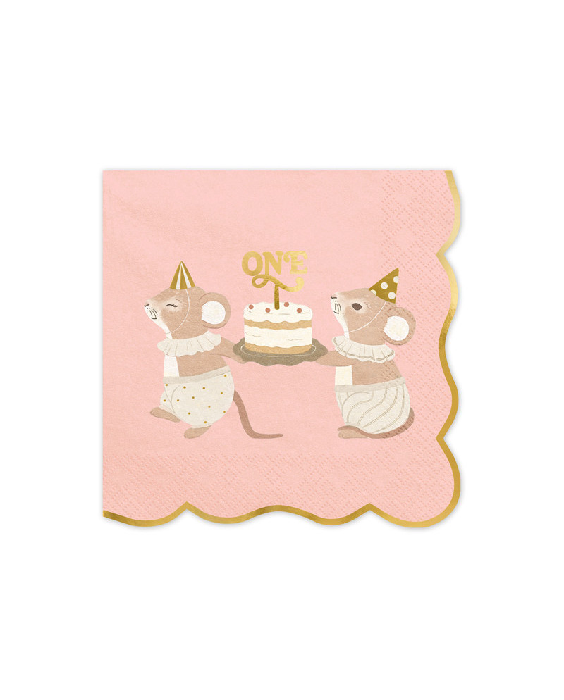 Serwetki One Myszki, 33x33 cm, różowy (1 op. / 12 szt.)