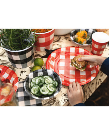 Miseczki papierowe w kratę, mix, 17x4.5 cm (1 op. / 6 szt.)