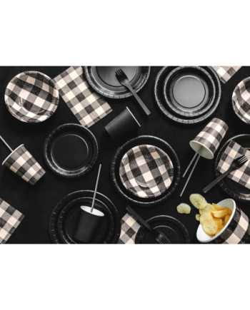 Miseczki papierowe w kratę, mix, 17x4.5 cm (1 op. / 6 szt.)