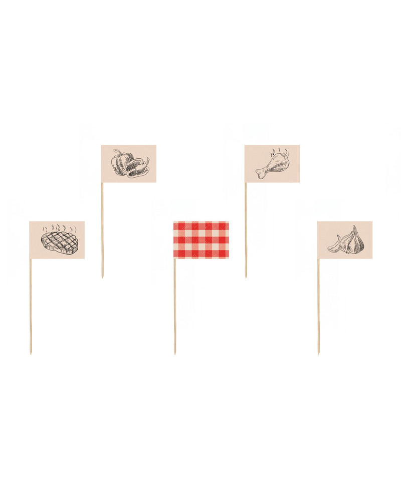 Ozdobne pikery na grilla, 15cm, mix (1 op. / 12 szt.)