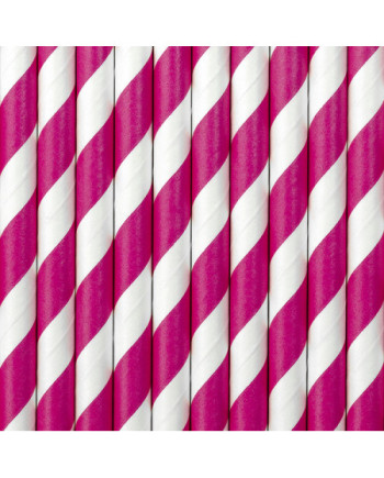 Słomki papierowe, c. róż, 19,5cm (1 op. / 10 szt.)