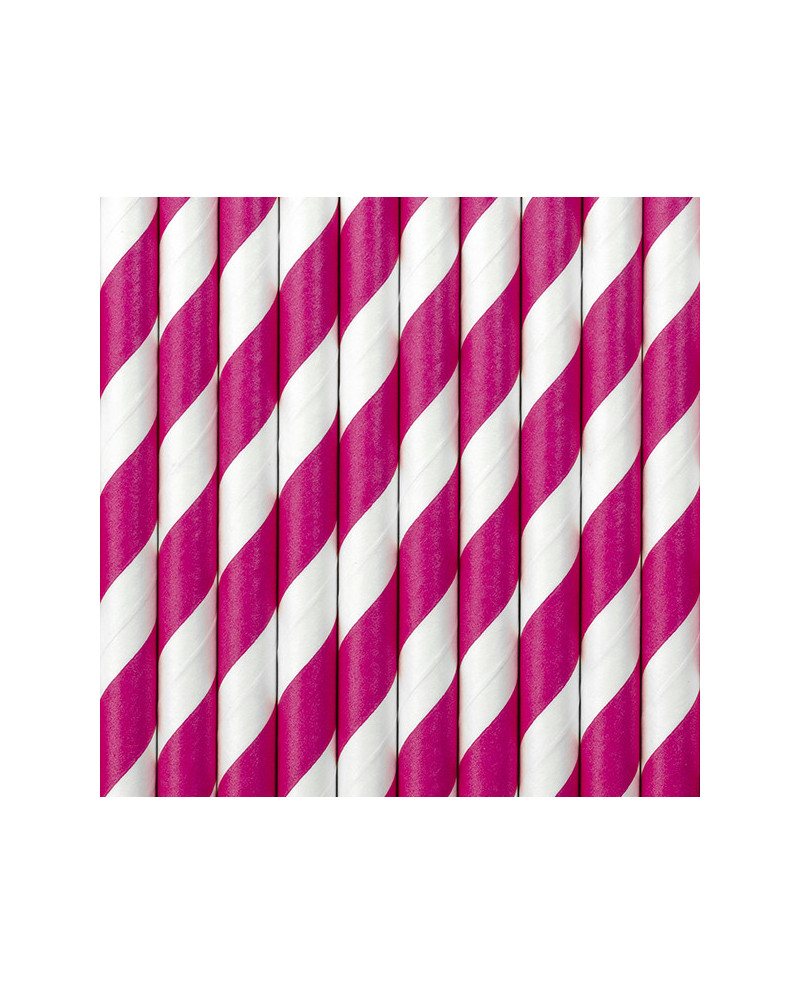 Słomki papierowe, c. róż, 19,5cm (1 op. / 10 szt.)