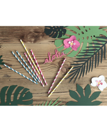 Słomki papierowe, c. róż, 19,5cm (1 op. / 10 szt.)