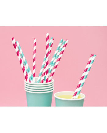 Słomki papierowe, c. róż, 19,5cm (1 op. / 10 szt.)