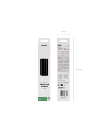 Słomki plastikowe, 23 cm, czarny (1 op. / 12 szt.)