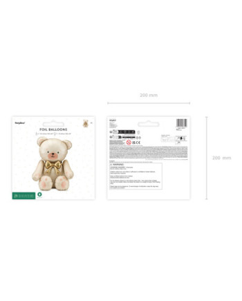 Balon foliowy Miś, 75x84 cm, kremowy