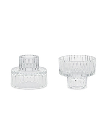 Świecznik szklany z rantem 2w1, 6.5x5.5cm (1 op. / 4 szt.)