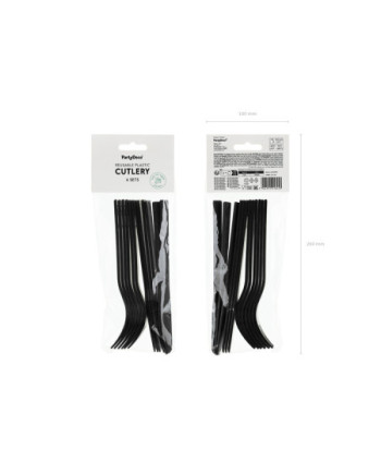 Sztućce plastikowe, 18-18.5 cm, czarny (1 op. / 12 szt.)