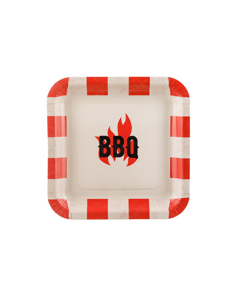 Talerzyki papierowe BBQ, mix, 26x26cm (1 op. / 6 szt.)