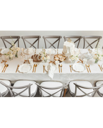 Talerzyki papierowe dekoracyjne z ornamentem, biały, 26cm (1 op. / 6 szt.)