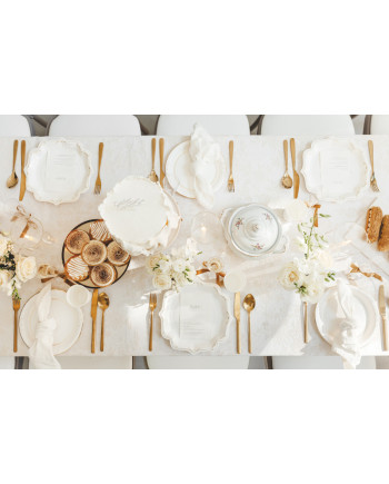 Talerzyki papierowe dekoracyjne z ornamentem, biały, 26cm (1 op. / 6 szt.)