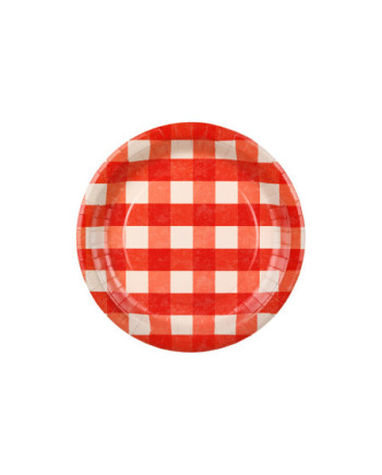 Talerzyki papierowe w kratę, mix, 27 cm (1 op. / 6 szt.)